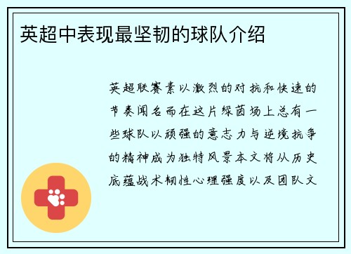 英超中表现最坚韧的球队介绍